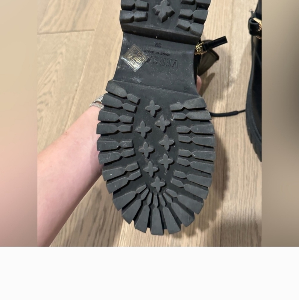 Versace Medusa Combat Boots 39 Black Gold - Picture 3 of 5